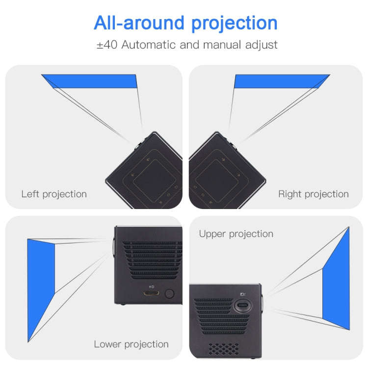 C80 DLP portable HD Projector 120-inch Giant Screen Projector Blu-ray 4K, Android 7.1.2, 2GB + 16...
