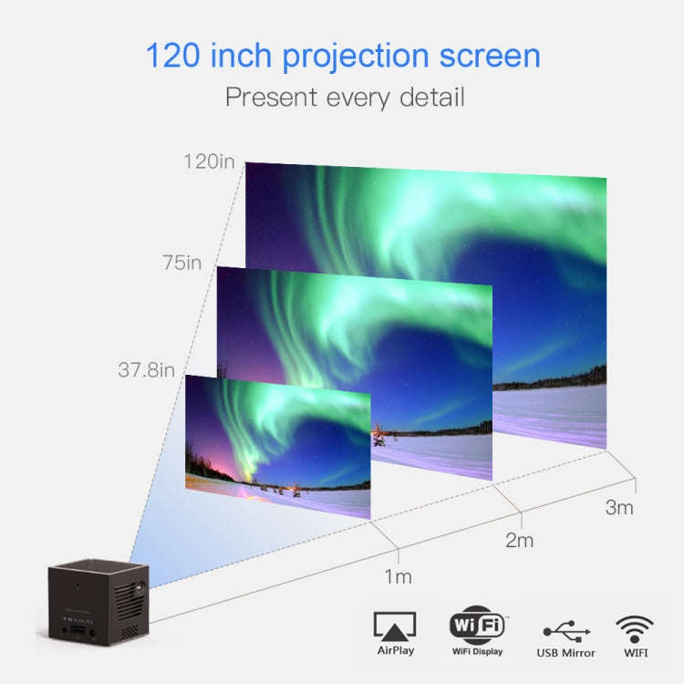 C80 DLP portable HD Projector 120-inch Giant Screen Projector Blu-ray 4K, Android 7.1.2, 2GB + 16...