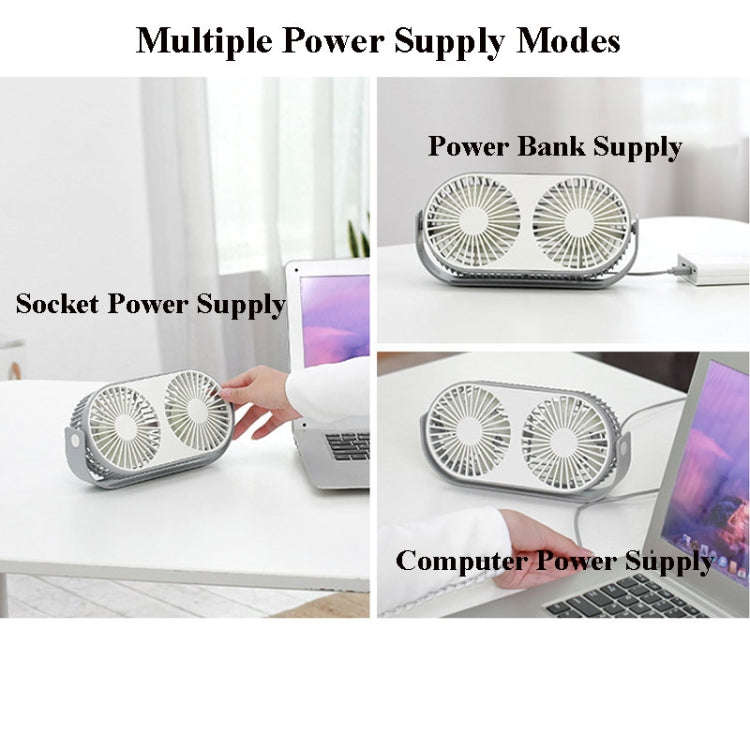 Small Bean Desktop Desktop Double Leaf Usb Mini Fan(Gray)