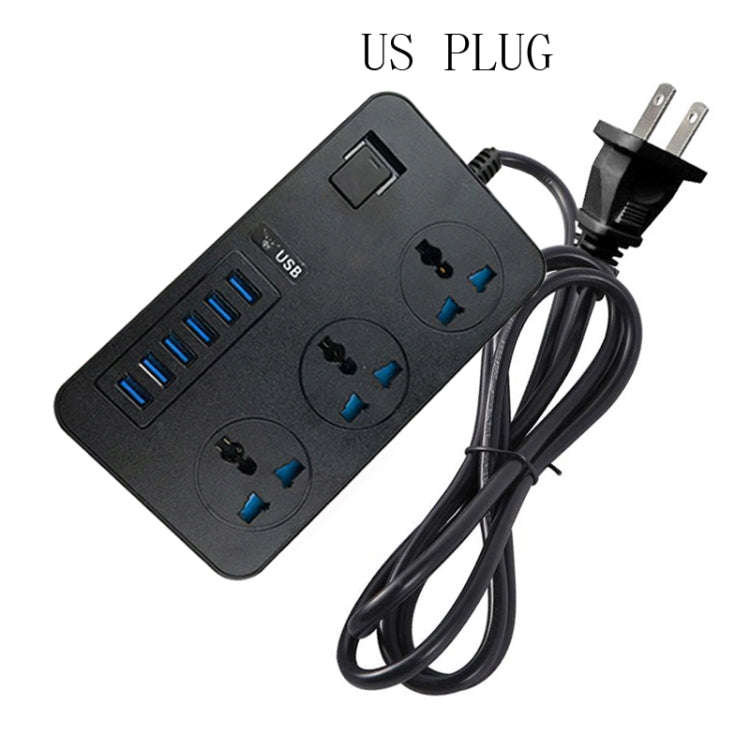 T09 3000W High Power Multi-Function Plug-in 3-Hole International Universal Jack + 6 USB Intellige...