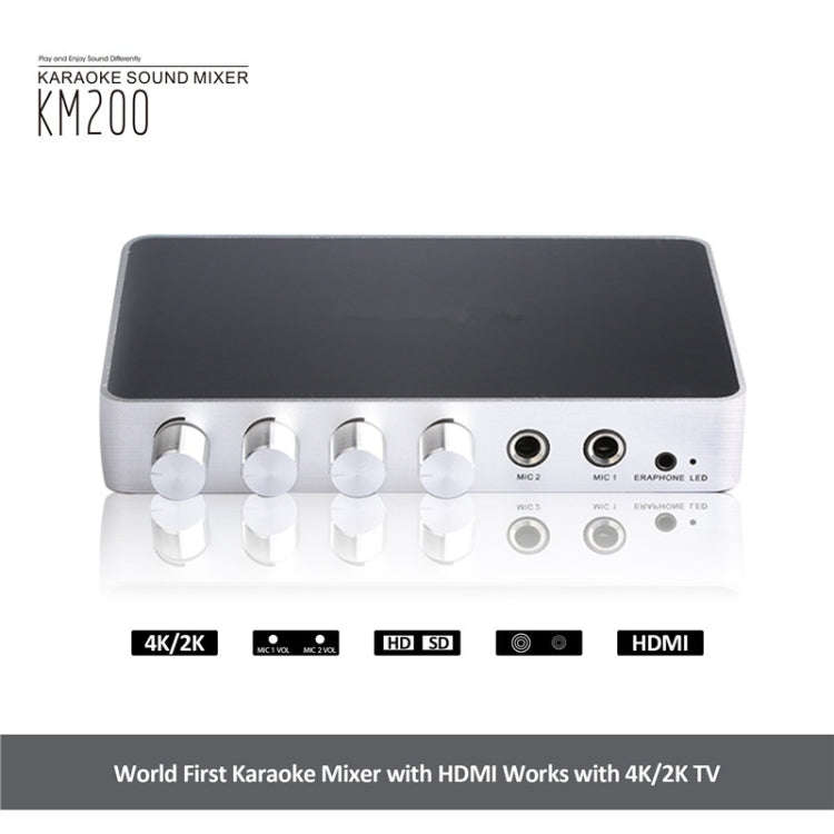 KM200 Portable Digital Stereo Audio Echo System Machine HDMI Karaoke Mixer Amplifier 4K/2K TV PC ...