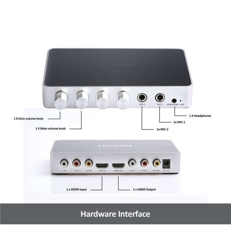 KM200 Portable Digital Stereo Audio Echo System Machine HDMI Karaoke Mixer Amplifier 4K/2K TV PC ...