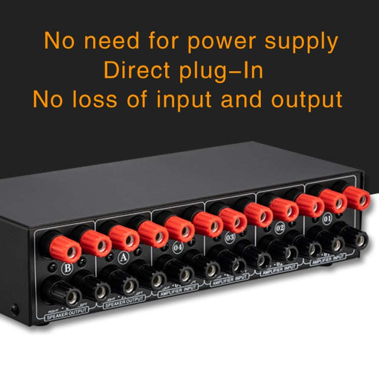 B042 4-in 2-out Power Amplifier Sound Switcher Loudspeaker Switch Distributor, 300W Per Channel L...