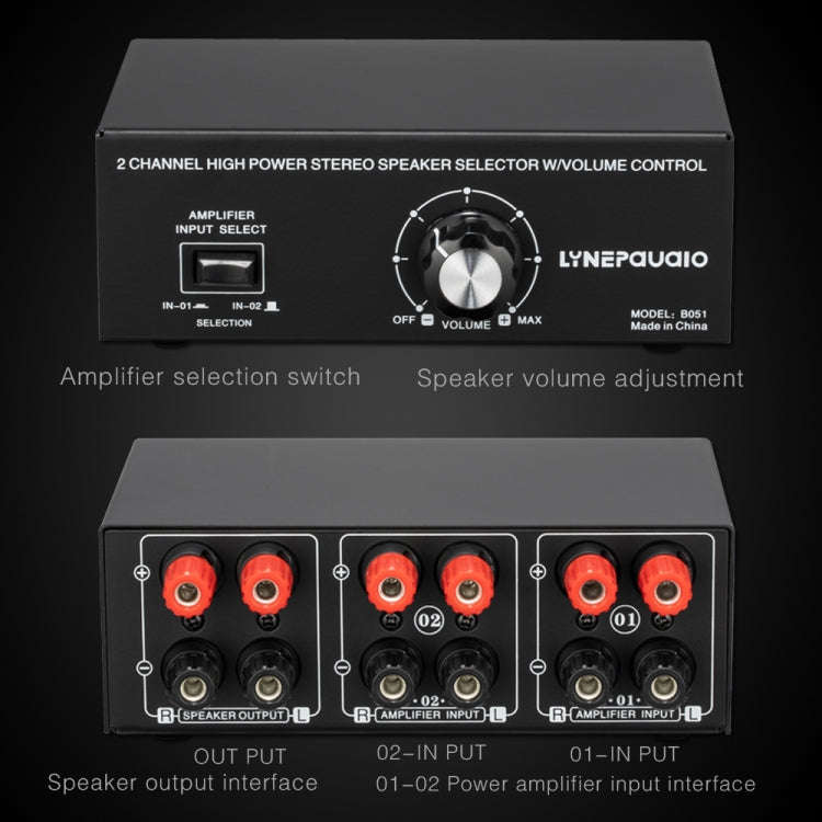 B051 2 Input And 1 Output Power Amplifier And Speaker Selection Switcher Output With Volume Adjus...