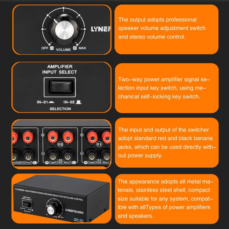 B051 2 Input And 1 Output Power Amplifier And Speaker Selection Switcher Output With Volume Adjus...