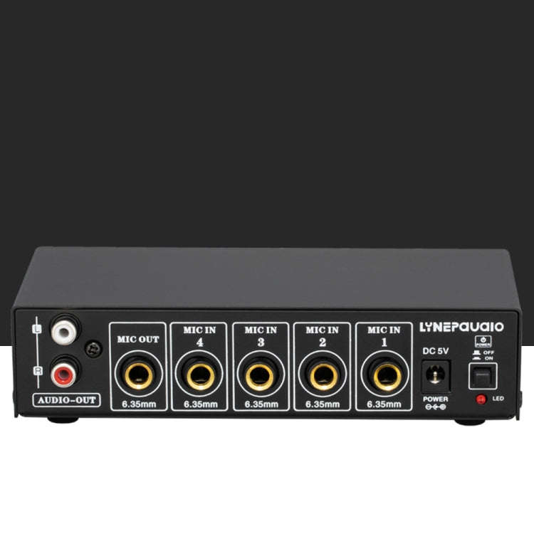 B054 4-Channel Microphone Mixer Support Stereo Output With Reverb Treble And Bass Adjustment, USB...