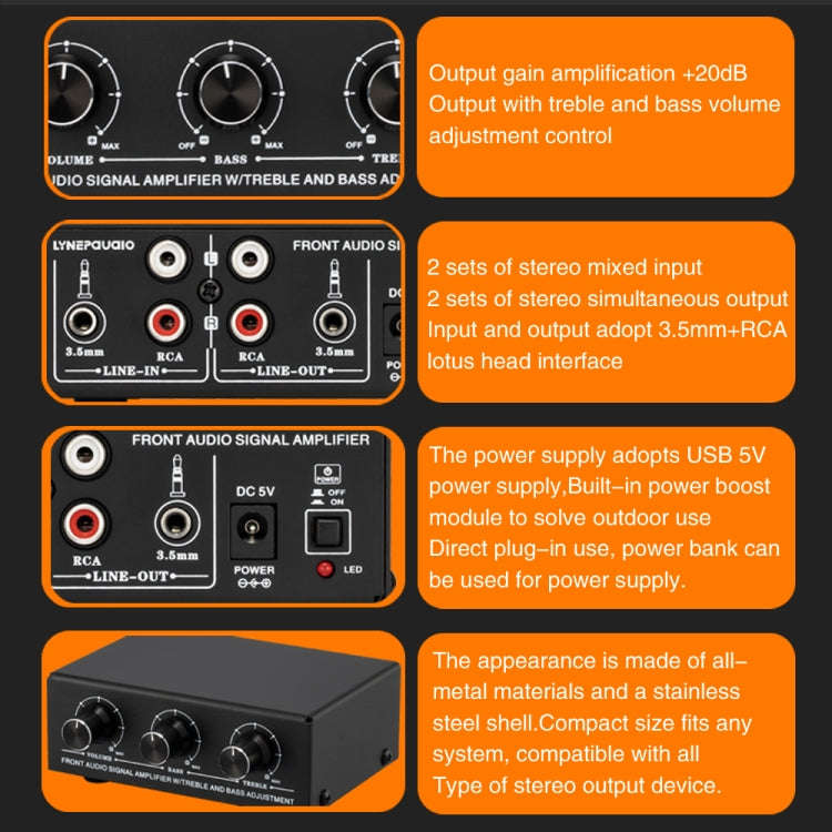 B057 Front Stereo Sound Amplifier Headphone Speaker Amplifier Booster with High And Low Bass Adju...