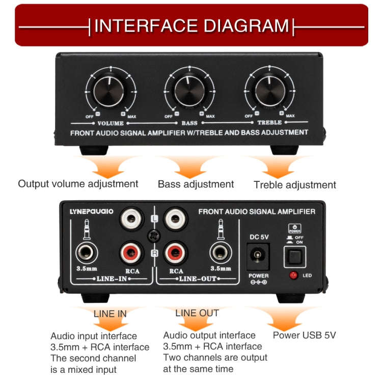 B057 Front Stereo Sound Amplifier Headphone Speaker Amplifier Booster with High And Low Bass Adju...