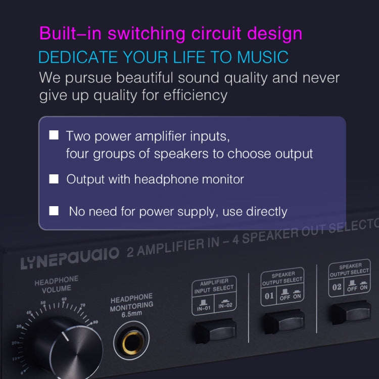 B032 2-in 4-out Power Amplifier Sound Switcher Speaker  Lossless Sound Quality 300W Per Channel S...