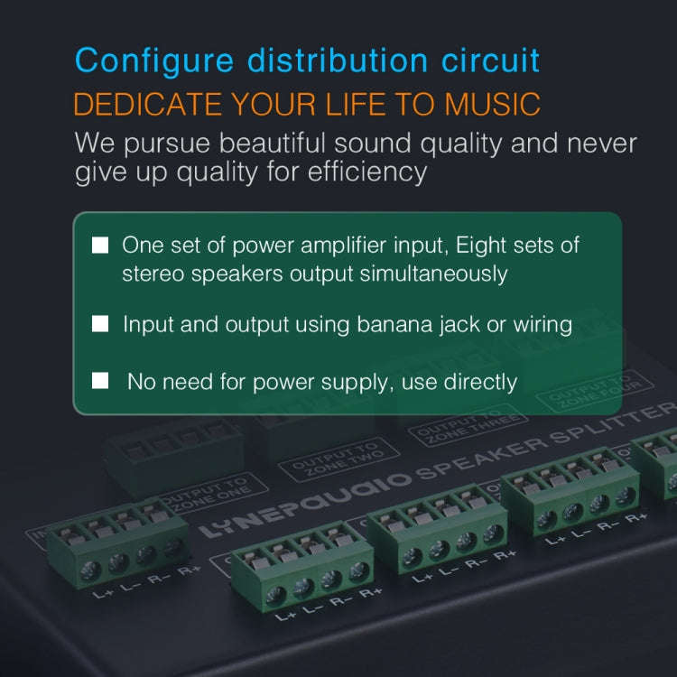 1 In 8 Out Amplifier And Sound Speaker Distributor, 8-Area Sound Source, Signal Distribution Pane...