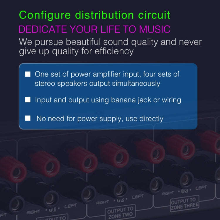 1 In And 4 Out Amplifier Sound Speaker Distributor, 4-Area Sound Source, Signal Distribution Pane...
