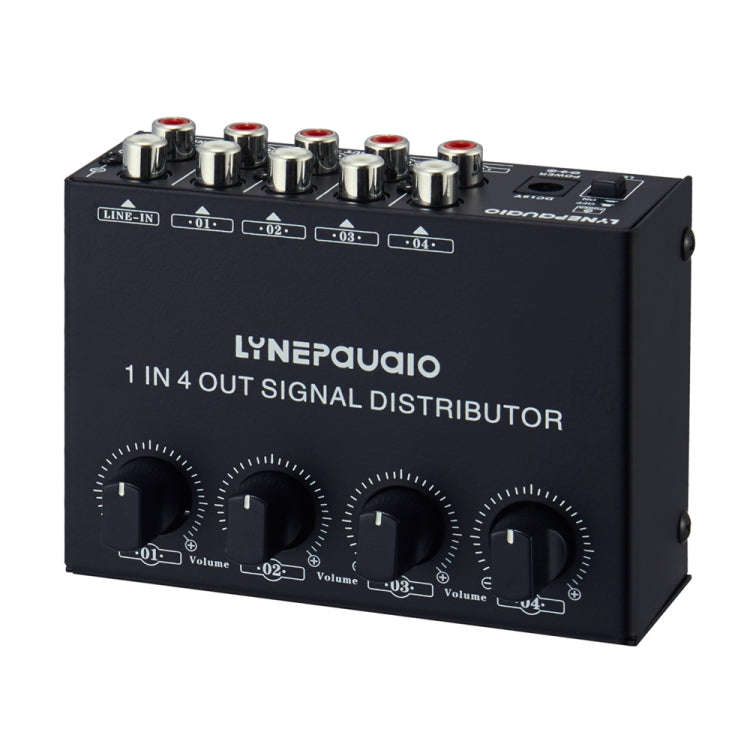 1-In 4-Out Front Stereo Signal Amplifier, Independent Output Volume Adjustment RCA Interface No L...