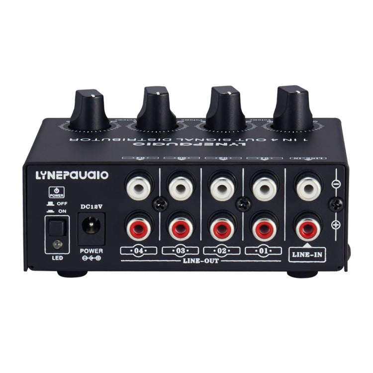 1-In 4-Out Front Stereo Signal Amplifier, Independent Output Volume Adjustment RCA Interface No L...