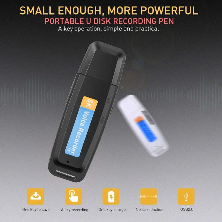 SK001 Professional Rechargeable U-Disk Portable USB Digital Audio Voice Recorder Pen Support TF C...