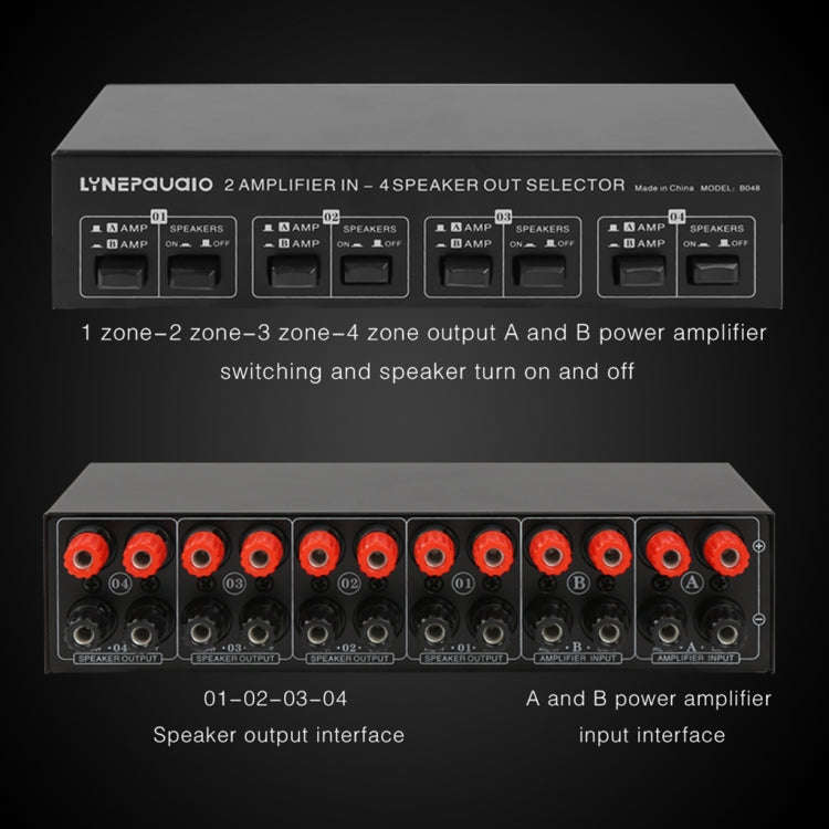 2-in 4-out Power Amplifier Speaker Switcher Splitter Comparator 300W Per Channel Without Loss Of ...