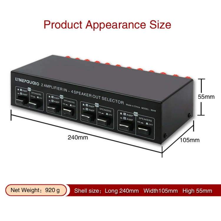 2-in 4-out Power Amplifier Speaker Switcher Splitter Comparator 300W Per Channel Without Loss Of ...