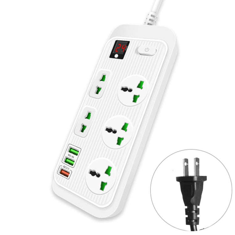 T17 3000W High-power 24-hour Smart Timing Socket QC3.0 USB Fast Charging Power Strip Socket , Cab...