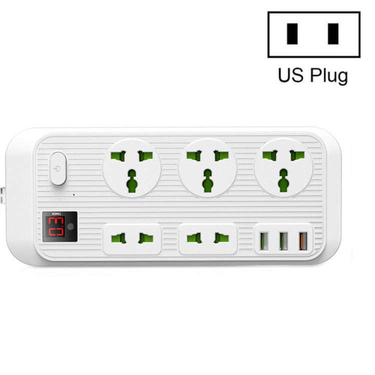 T17 3000W High-power 24-hour Smart Timing Socket QC3.0 USB Fast Charging Power Strip Socket , Cab...