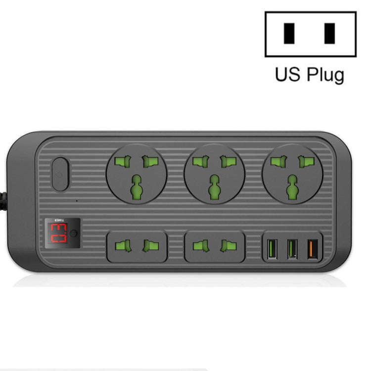 T17 3000W High-power 24-hour Smart Timing Socket QC3.0 USB Fast Charging Power Strip Socket , Cab...