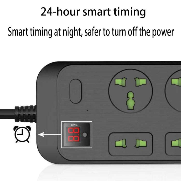 T17 3000W High-power 24-hour Smart Timing Socket QC3.0 USB Fast Charging Power Strip Socket , Cab...