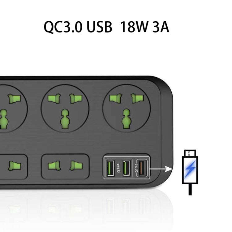 T17 3000W High-power 24-hour Smart Timing Socket QC3.0 USB Fast Charging Power Strip Socket , Cab...