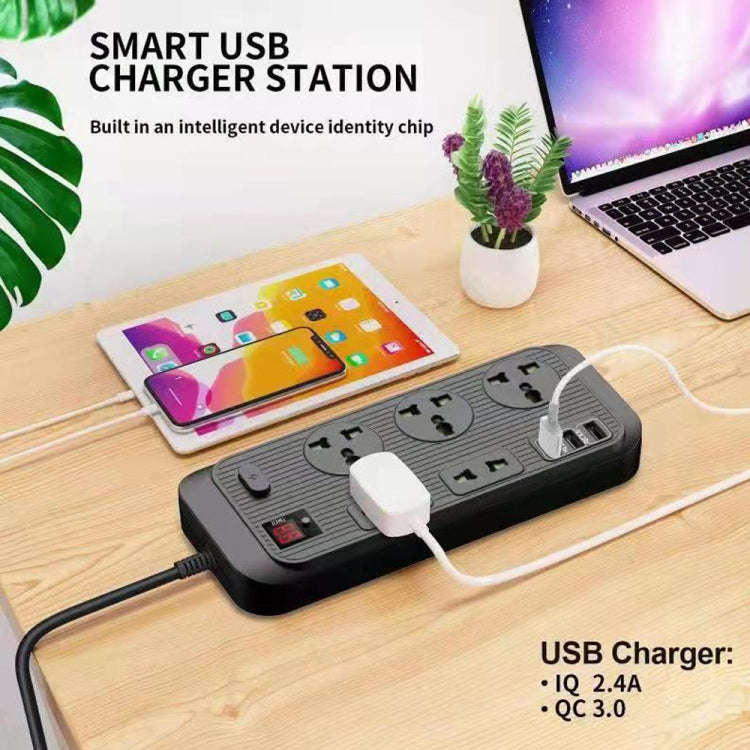 T17 3000W High-power 24-hour Smart Timing Socket QC3.0 USB Fast Charging Power Strip Socket , Cab...
