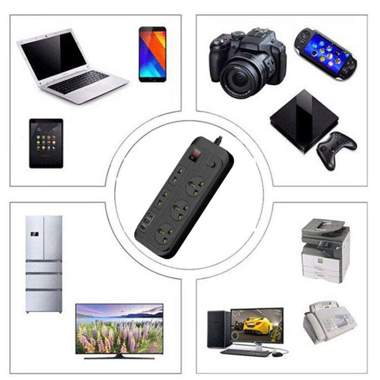 T17 3000W High-power 24-hour Smart Timing Socket QC3.0 USB Fast Charging Power Strip Socket , Cab...