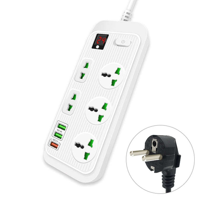 T17 3000W High-power 24-hour Smart Timing Socket QC3.0 USB Fast Charging Power Strip Socket, Cabl...