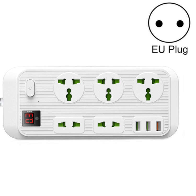 T17 3000W High-power 24-hour Smart Timing Socket QC3.0 USB Fast Charging Power Strip Socket, Cabl...