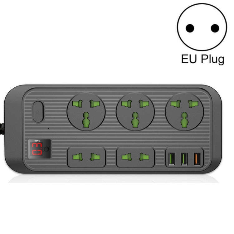 T17 3000W High-power 24-hour Smart Timing Socket QC3.0 USB Fast Charging Power Strip Socket, Cabl...