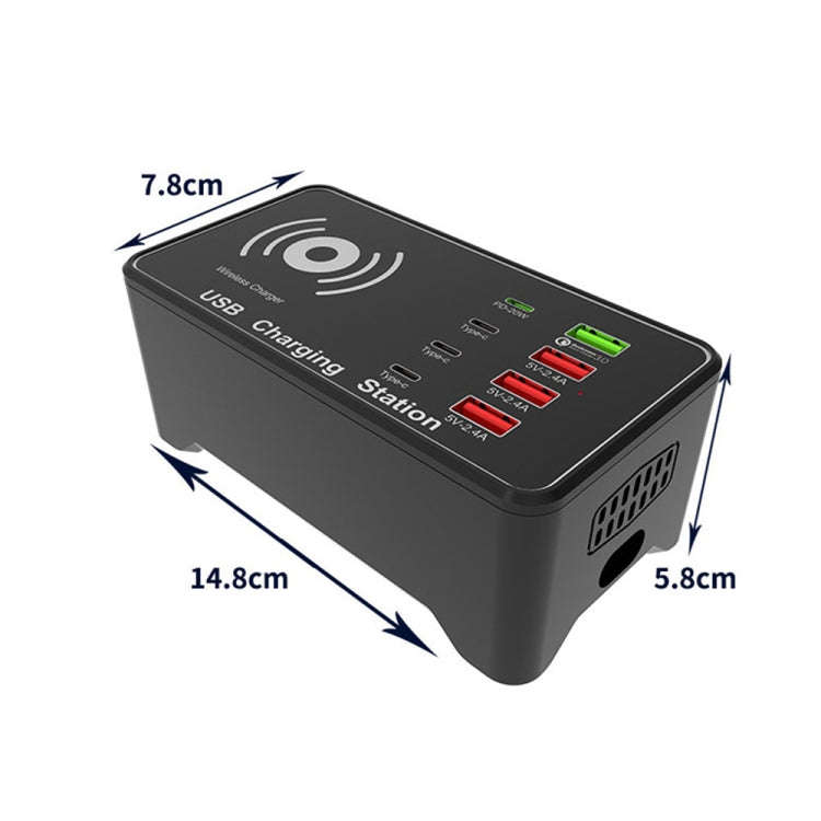 A7 High-power 100W 4 x PD 20W + QC3.0 USB Charger +15W Qi Wireless Charger Multi-port Smart Charg...