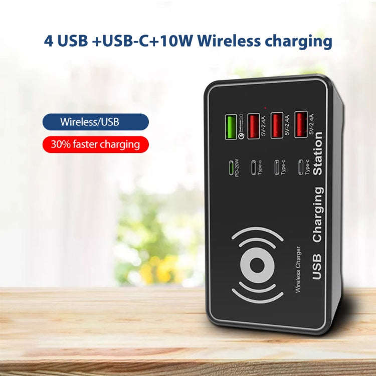A7 High-power 100W 4 x PD 20W + QC3.0 USB Charger +15W Qi Wireless Charger Multi-port Smart Charg...