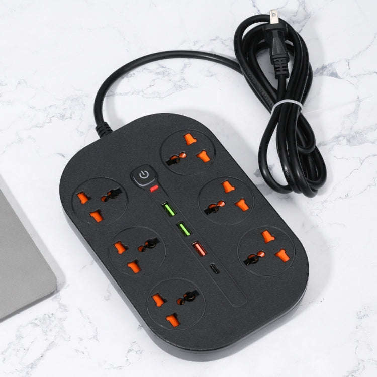 T21 PD3.0 + QC3.0 Multi Hole Row Plug 3000W High Power Socket, US Plug(Black)