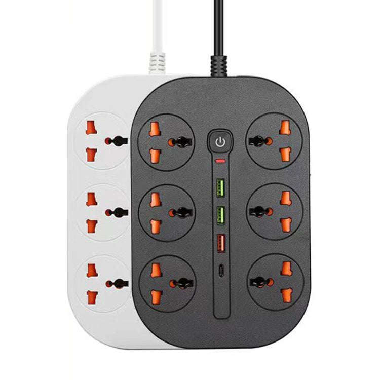 T21 PD3.0 + QC3.0 Multi Hole Row Plug 3000W High Power Socket, UK Plug(Black)