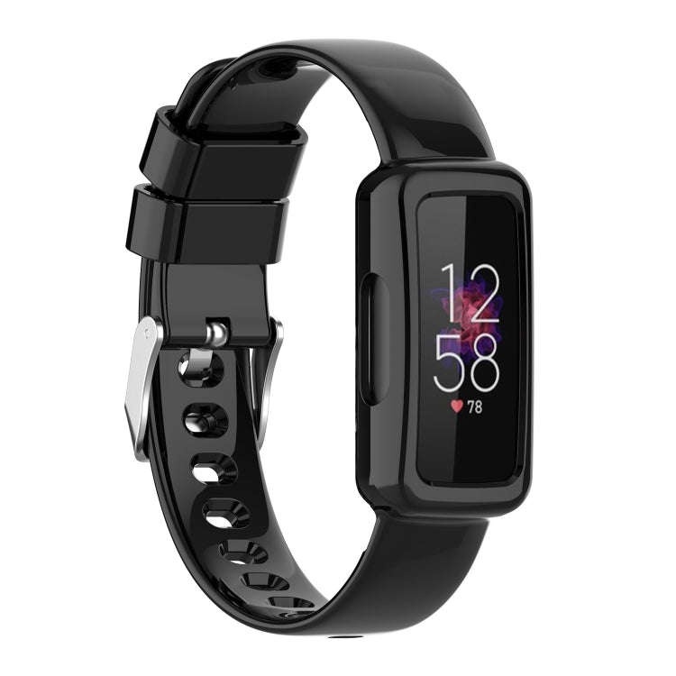 For Fitbit Luxe Transparent Silicone Integrated Watch Band(Black)