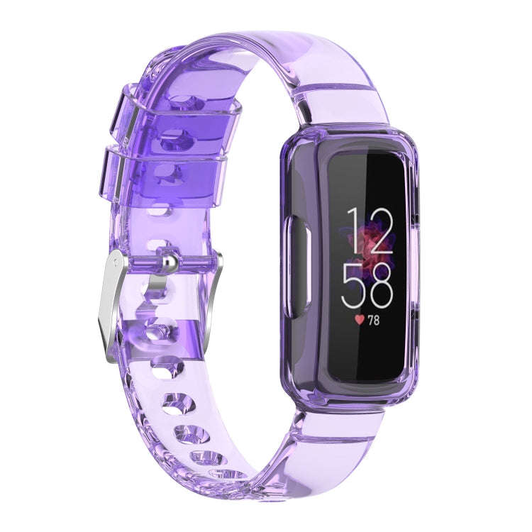 For Fitbit Luxe Transparent Silicone Integrated Watch Band(Transparent Purple)