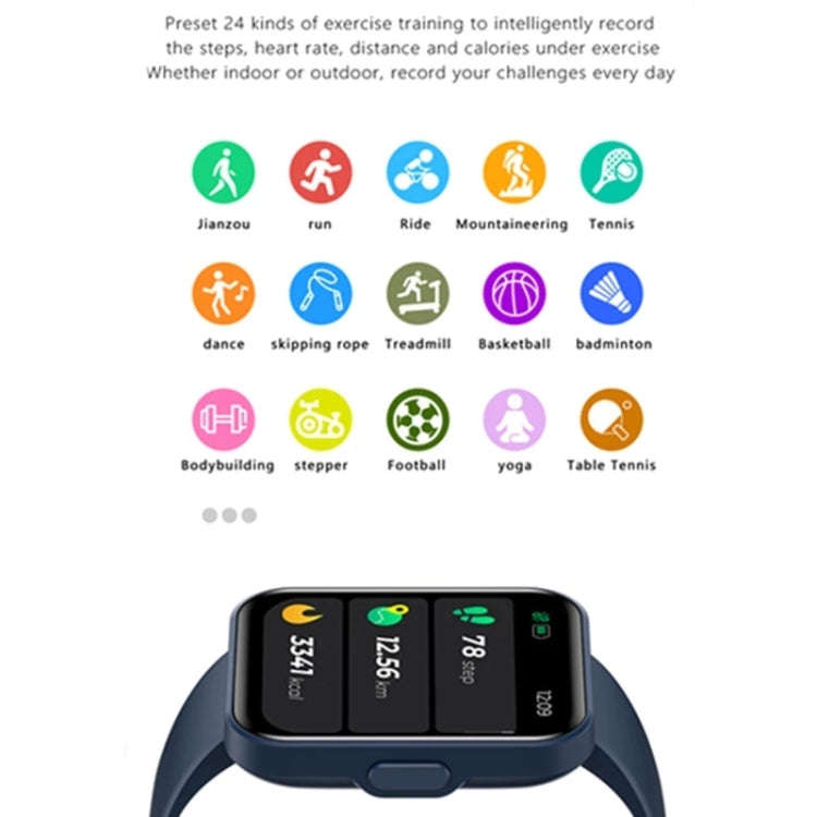 E21 1.69 inch Color Screen Smart Watch, IP68 Waterproof,Support Heart Rate Monitoring/Blood Press...
