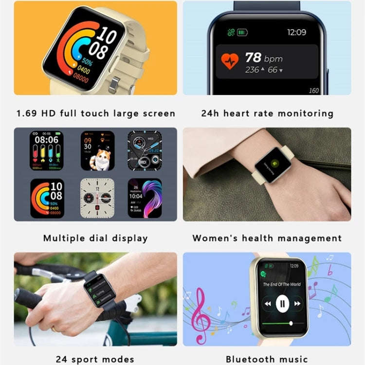 E21 1.69 inch Color Screen Smart Watch, IP68 Waterproof,Support Heart Rate Monitoring/Blood Press...