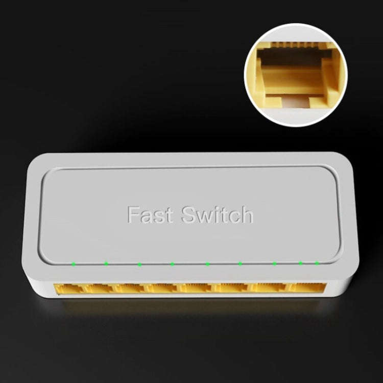 8-Ports 100M RJ45 Mini Switch Home Plug-and-Play Bypass Unmanaged Network Splitter for Bedroom Ne...