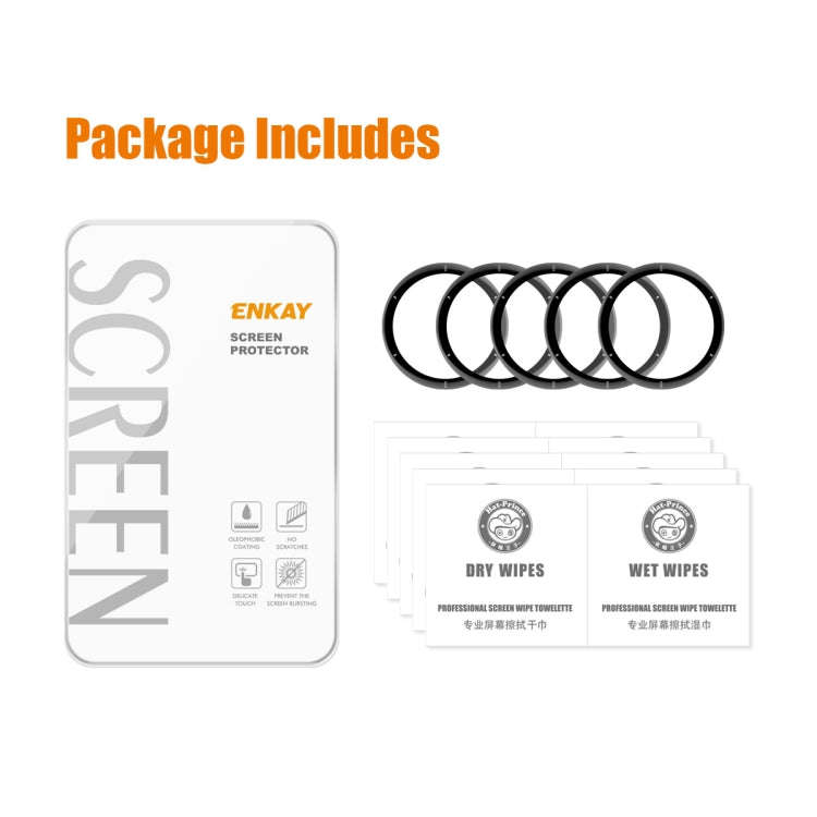 5 PCS For Garmin Venu 2 Plus ENKAY Hat-Prince 3D Full Coverage Soft PC Edge + PMMA HD Protector Film