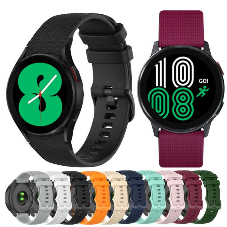 For Samsung Galaxy Watch 4 40mm / 44mm 20mm Checkered Silicone Watch Band(Black)