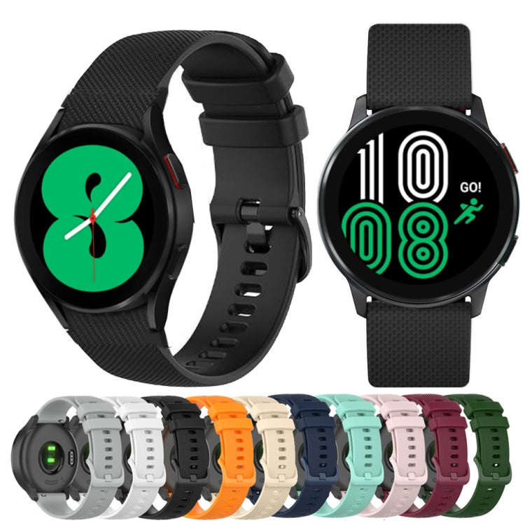 For Samsung Galaxy Watch 4 Classic 42mm / 46mm 20mm Checkered Silicone Watch Band(Water duck)