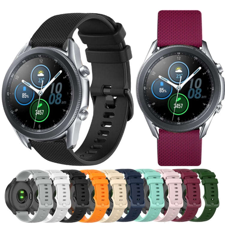 For Samsung Galaxy Watch 3 41mm 20mm Checkered Silicone Watch Band(Water duck)