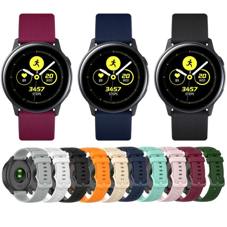 For Samsung Galaxy Watch Active 2 40mm / 44mm 20mm Checkered Silicone Watch Band(Amy green)