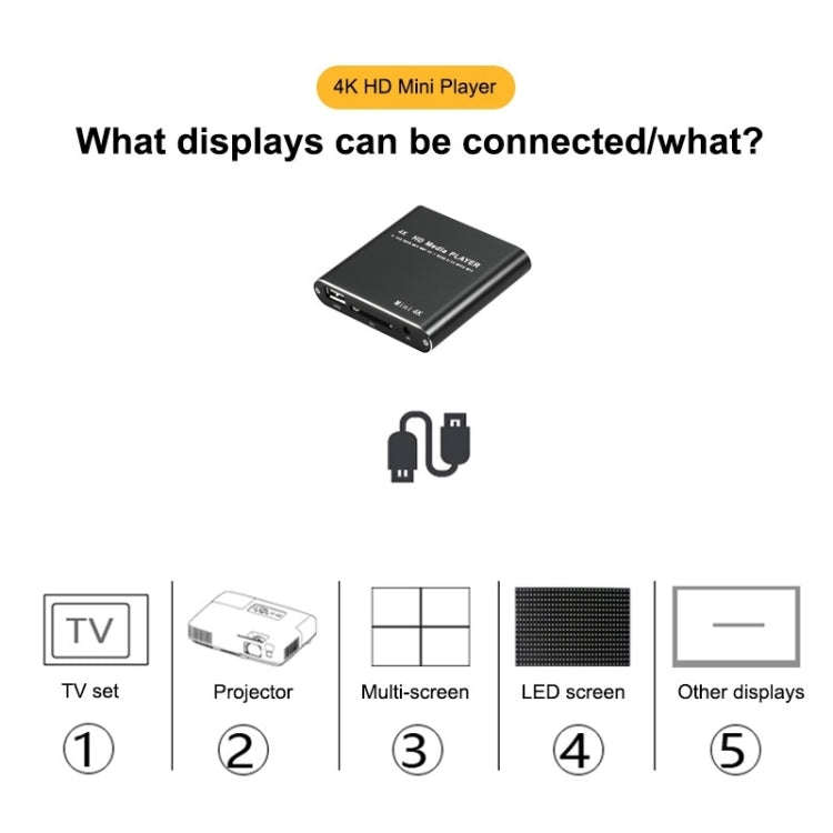 X9 HD Multimedia Player 4K Video Loop USB External Media Player AD Player(UK  Plug)