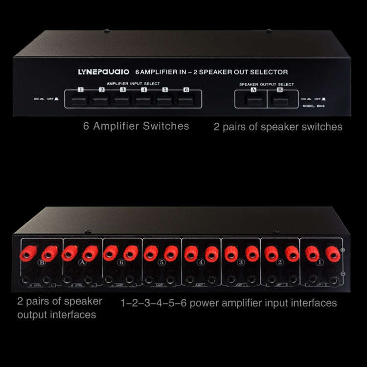 6 In 2 Out 300W Power Amplifier Switcher Loudspeaker Switch Distribute Device