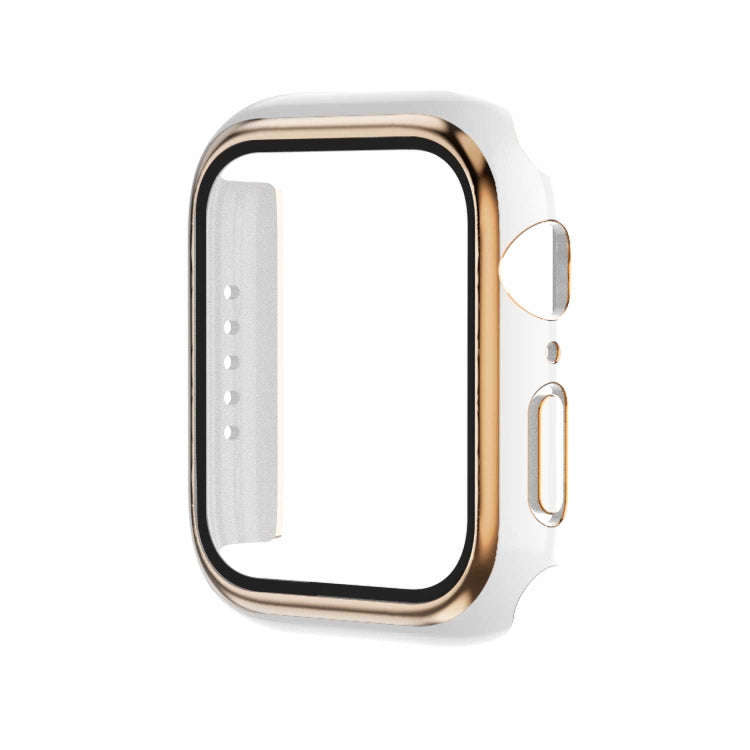 Electroplating Two-color PC+Tempered Film Watch Case For Apple Watch Series 9 / 8 / 7 45mm(White+...
