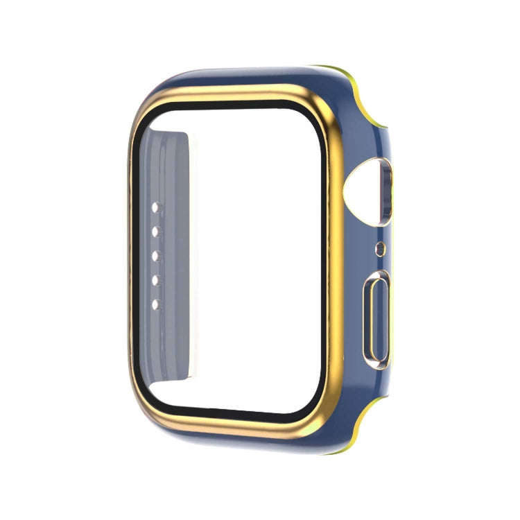 Electroplating Two-color PC+Tempered Film Watch Case For Apple Watch Series 9 / 8 / 7 41mm(Blue+G...