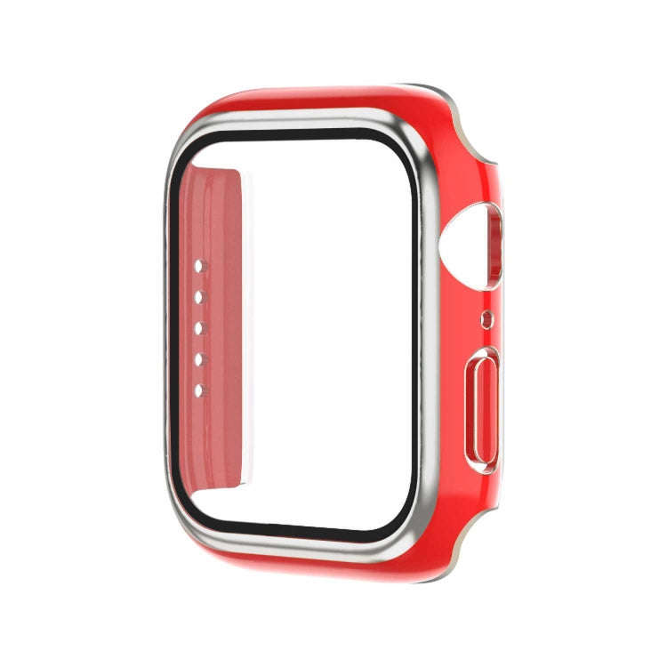 Electroplating Two-color PC+Tempered Film Watch Case For Apple Watch Series 9 / 8 / 7 41mm(Red+Si...