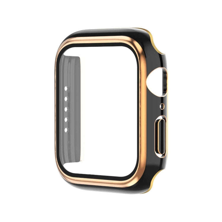 Electroplating Two-color PC+Tempered Film Watch Case For Apple Watch Series 9 / 8 / 7 41mm(Black+...